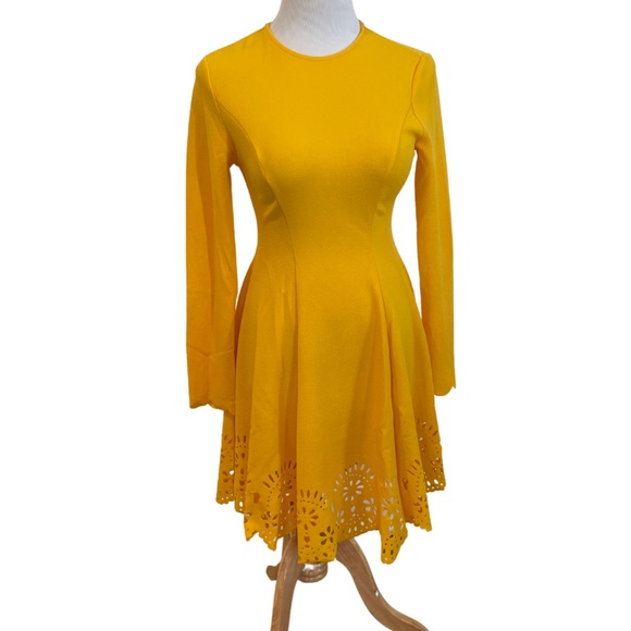 Yellow Laser Cut Dress - Picture 2 of 6